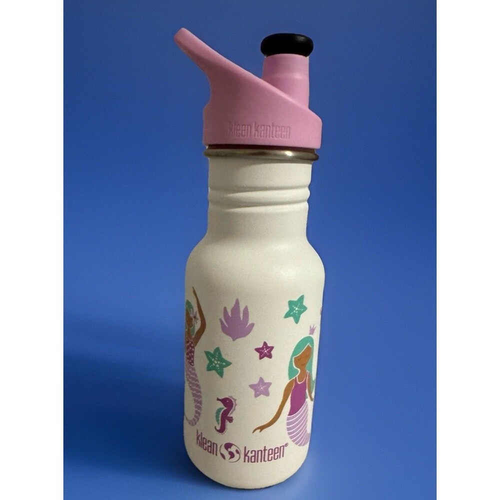 Klean Kanteen 12 fl oz Stainless Steel Kid Water Bottle Sport Cap Mermaids